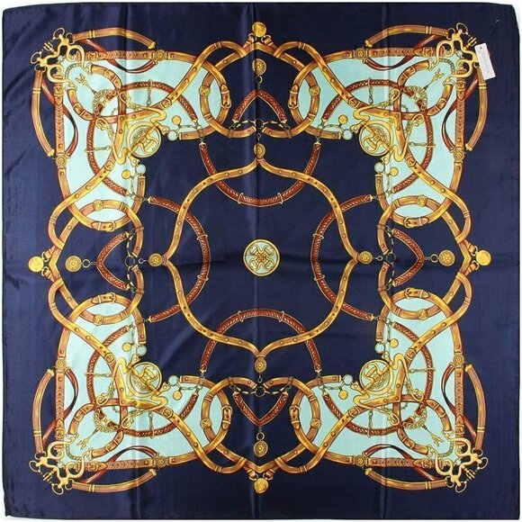 Corciova Square Stain Silk Like Hair Wrapping Scarves Night Head Scarf- 111 Navy - Picture 5 of 8